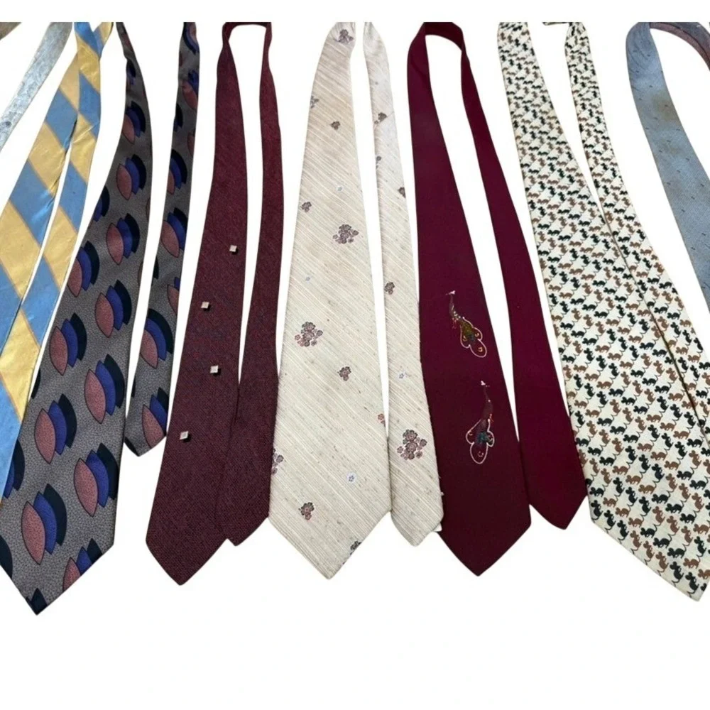 Vintage Mens Necktie Lot 12pc Retro Geometric Novelty Striped  FLAWS FINAL SALE!